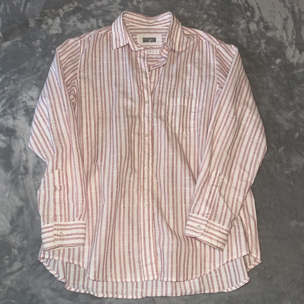 Grayson The Hero Button Up Striped Shirt Long Sleeve Blouse Women's 03 Medium